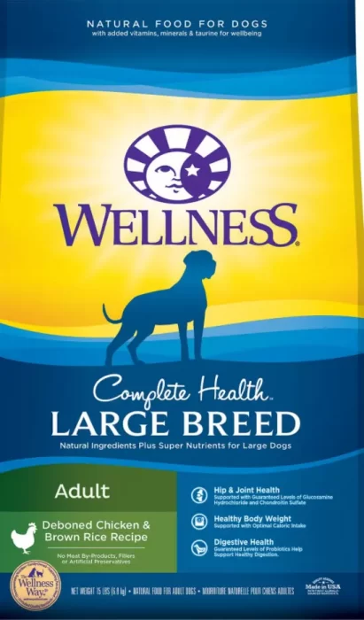 wellness complete large breed dog food for golden retrievers